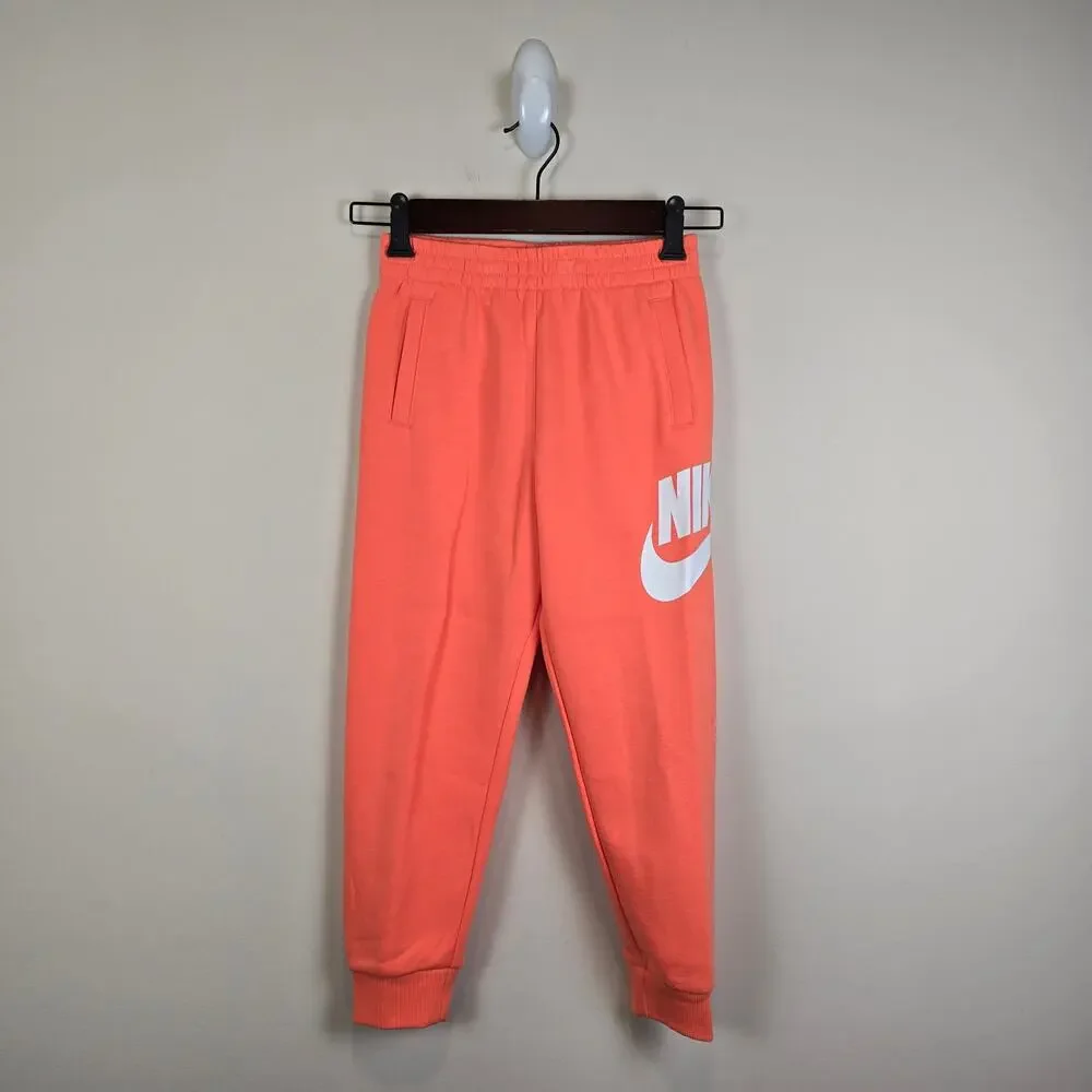 Nike Sportswear Club Fleece Kids Size 7 Joggers Sweatpants Light Wild Mango